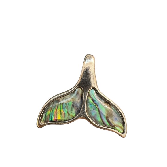 Silver Abalone inlay Whale Tail Fin Pendant - Picture 2 of 8